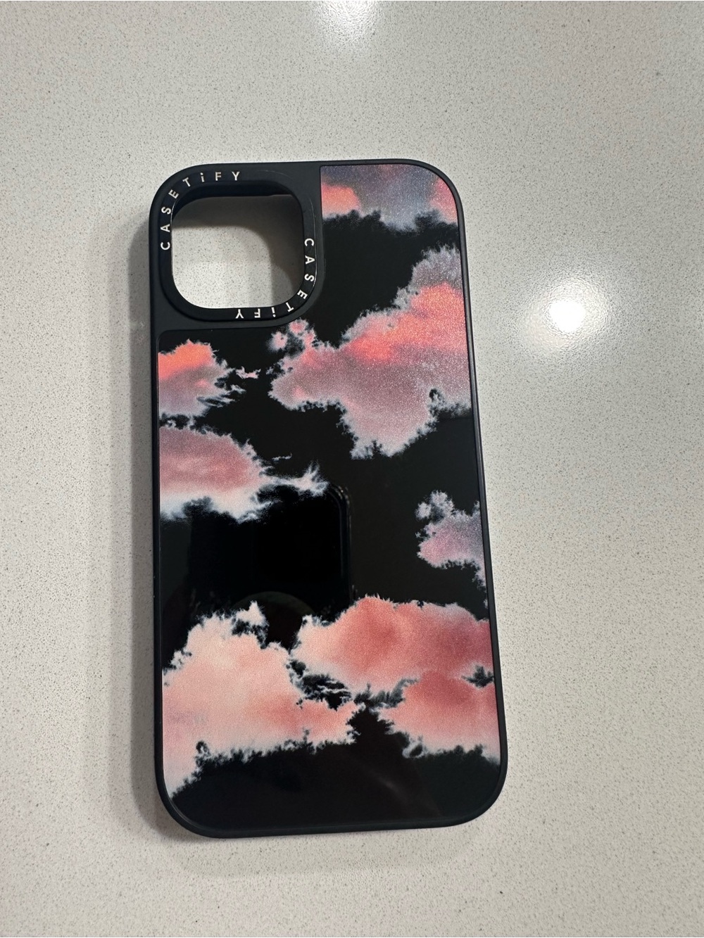 Casetify iphone 14 pro Pink Cloud Design Black Phone Case